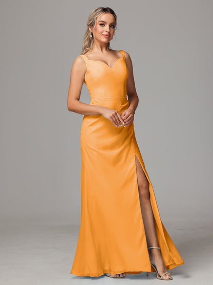 V Neck Sleeveless Chiffon Bridesmaid Dress With Slit