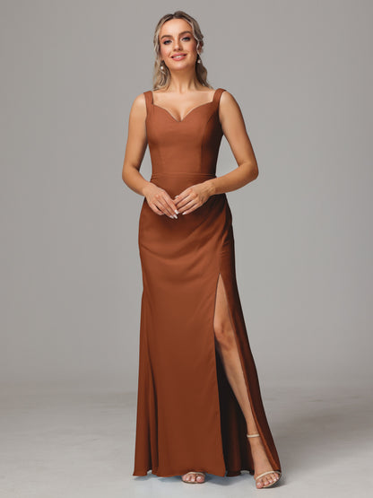 V Neck Sleeveless Chiffon Bridesmaid Dress With Slit