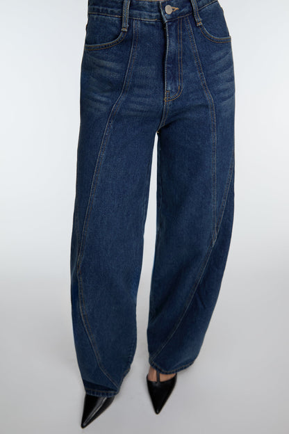 DARK WASH SEAM PANEL JEANS