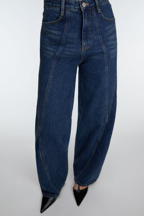 DARK WASH SEAM PANEL JEANS