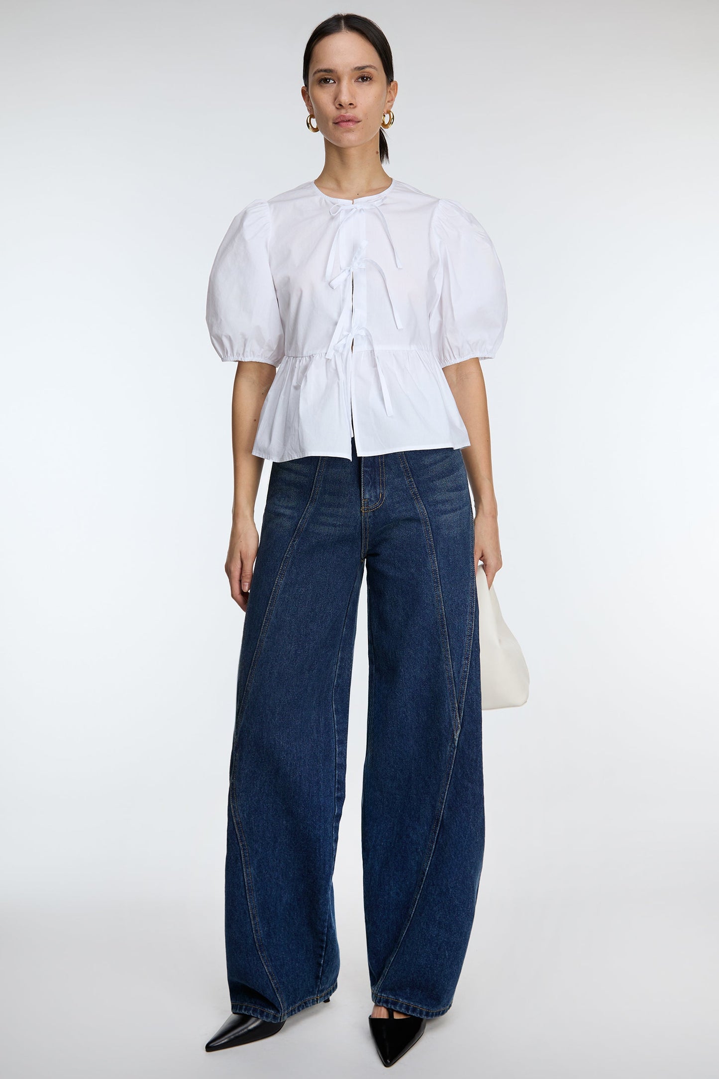 DARK WASH SEAM PANEL JEANS
