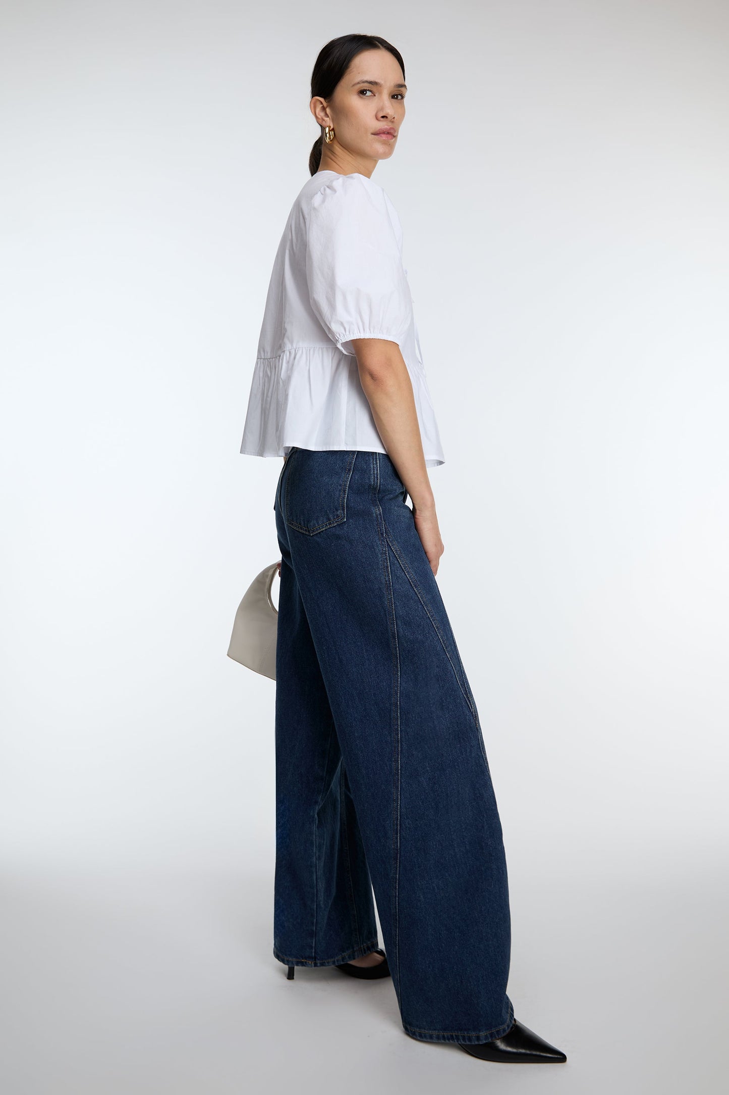 DARK WASH SEAM PANEL JEANS