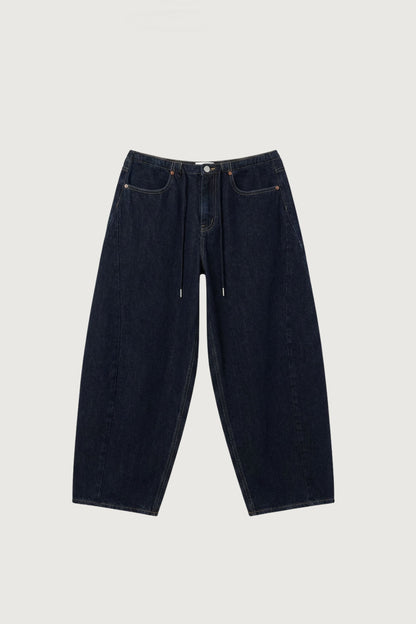 MID-RISE BARREL LEG JEAN WITH DRAWSTRING