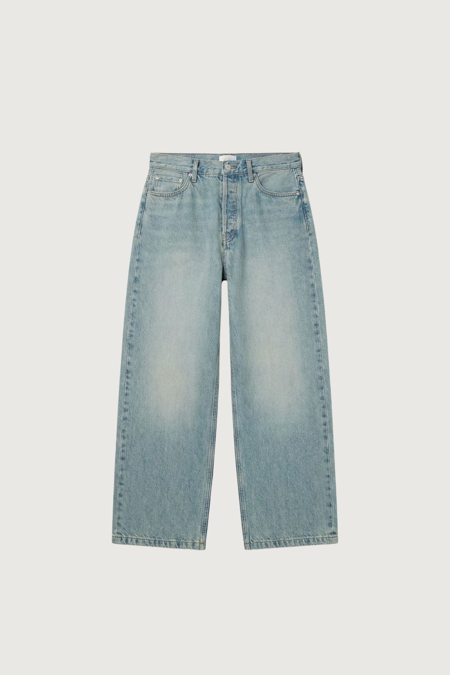 LIGHT WASH MID-RISE WIDE LEG JEAN
