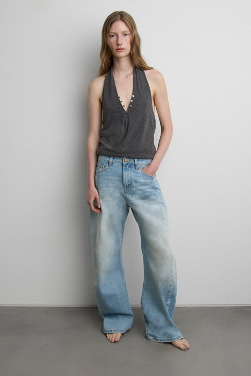 WIDE LEG JEAN WITH FRONT PANEL DETAIL