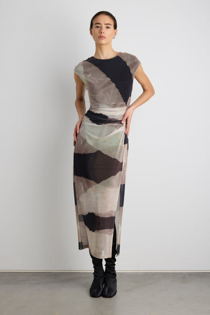 SLEEVELESS MESH MAXI DRESS