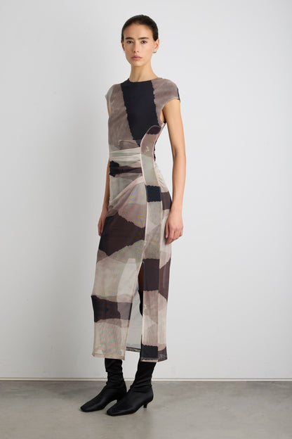 SLEEVELESS MESH MAXI DRESS
