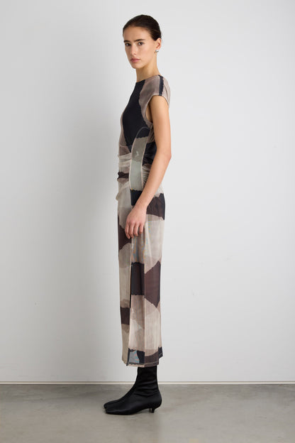 SLEEVELESS MESH MAXI DRESS