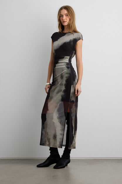 SLEEVELESS MESH MAXI DRESS