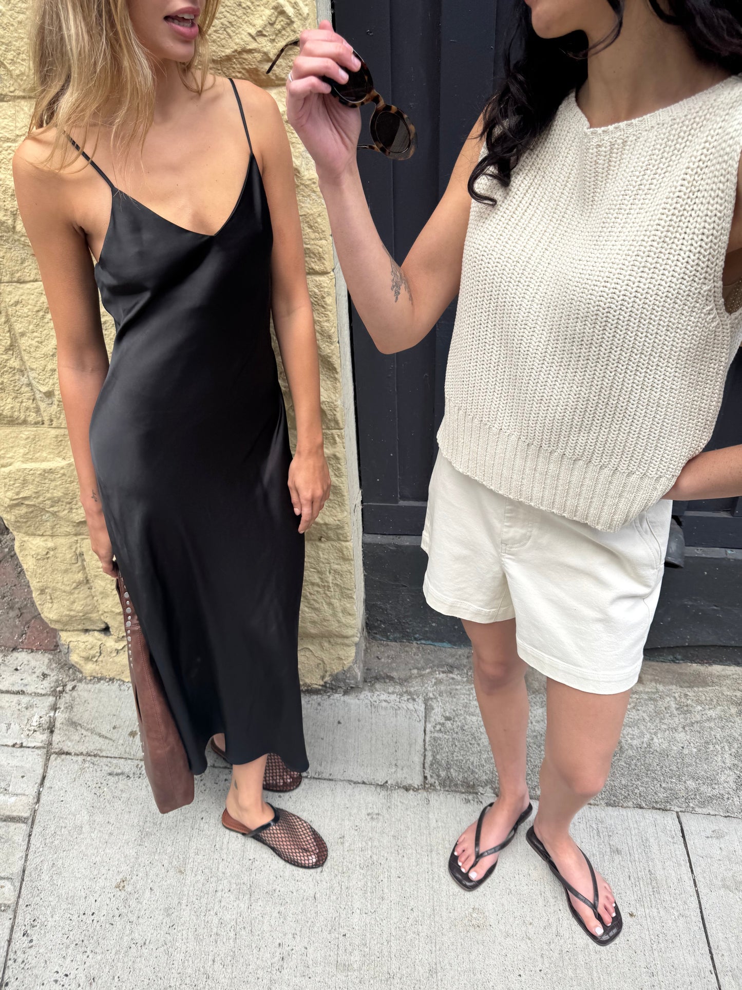 SATIN V-NECK MIDI DRESS