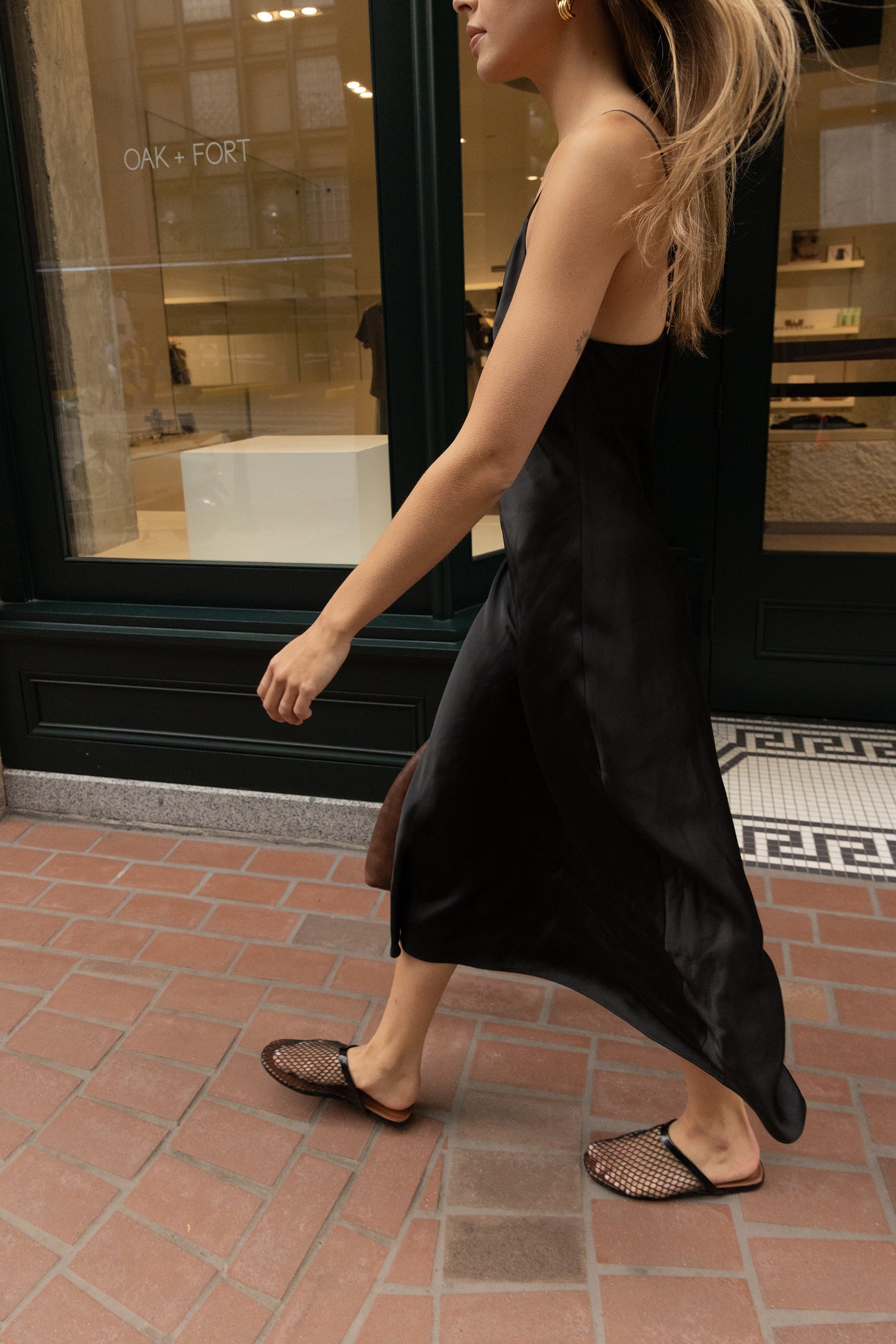 SATIN V-NECK MIDI DRESS