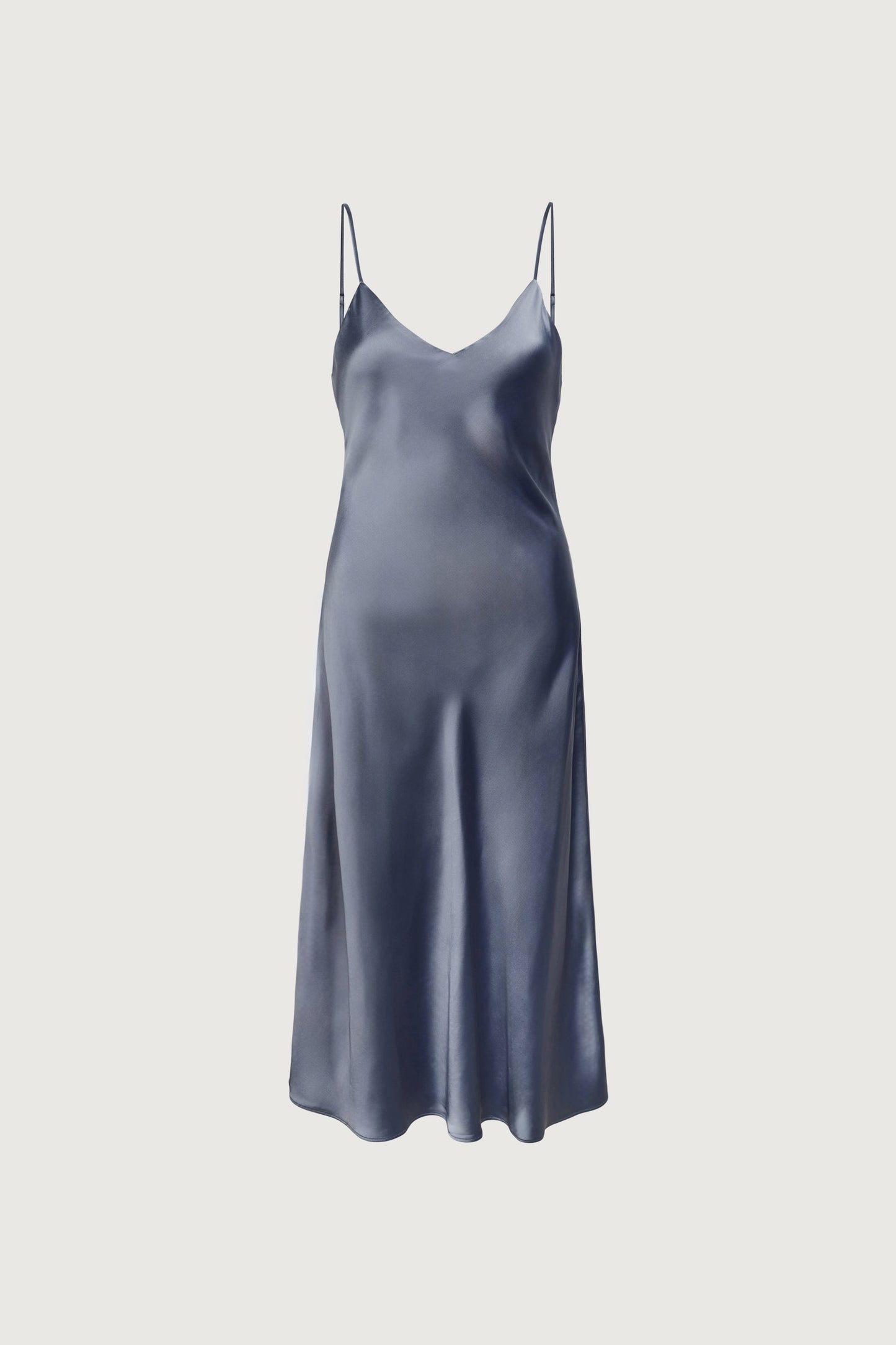 SATIN V-NECK MIDI DRESS