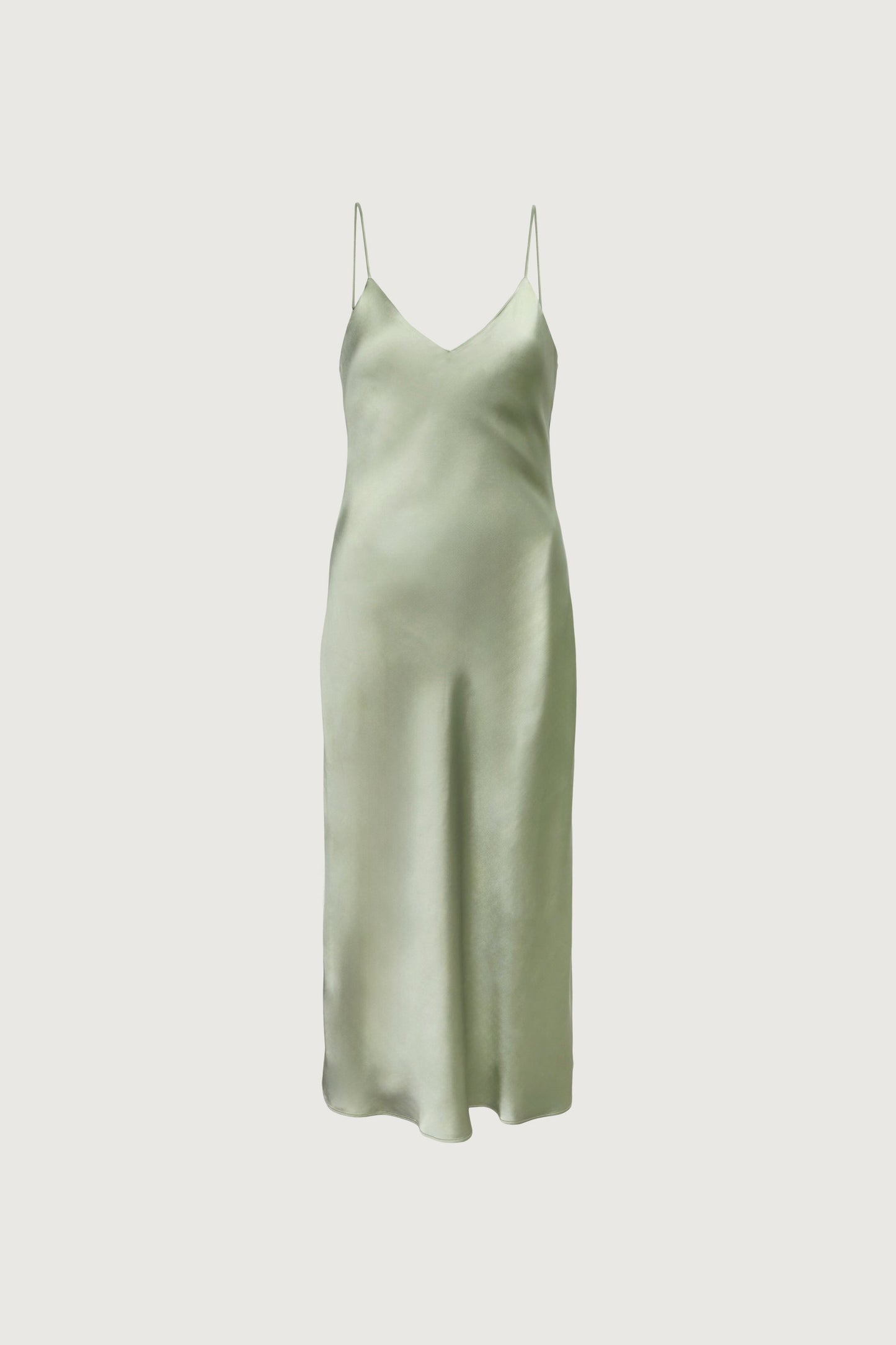 SATIN V-NECK MIDI DRESS