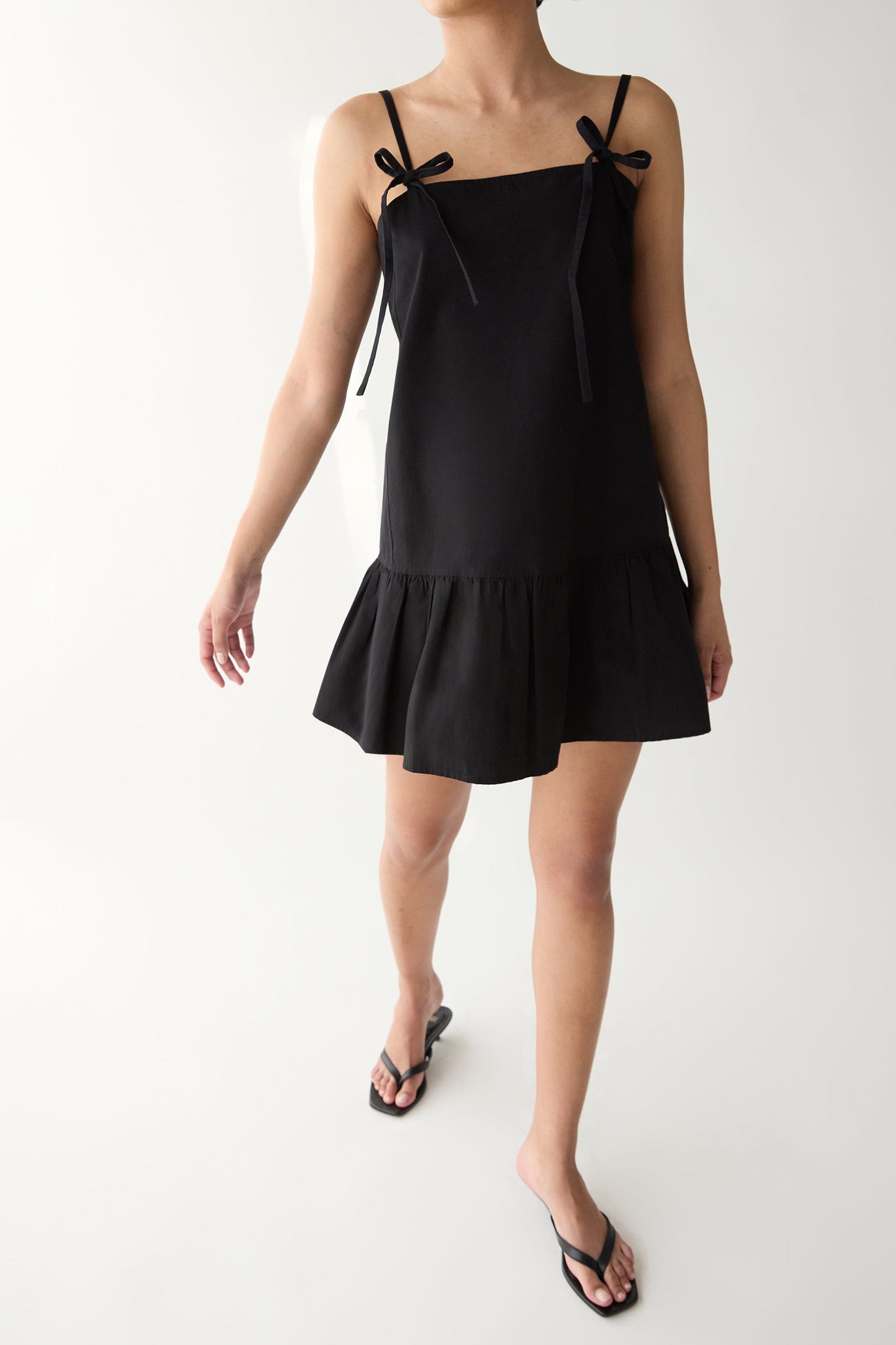POPLIN MINI DRESS WITH BOW DETAILS