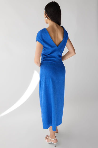SLEEVELESS RUCHED WAIST MIDI DRESS