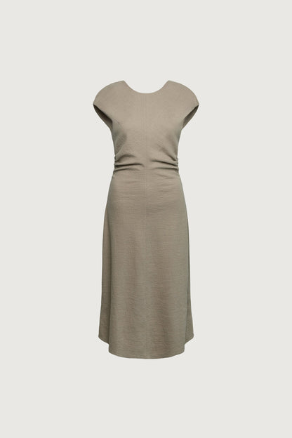 SLEEVELESS RUCHED WAIST MIDI DRESS