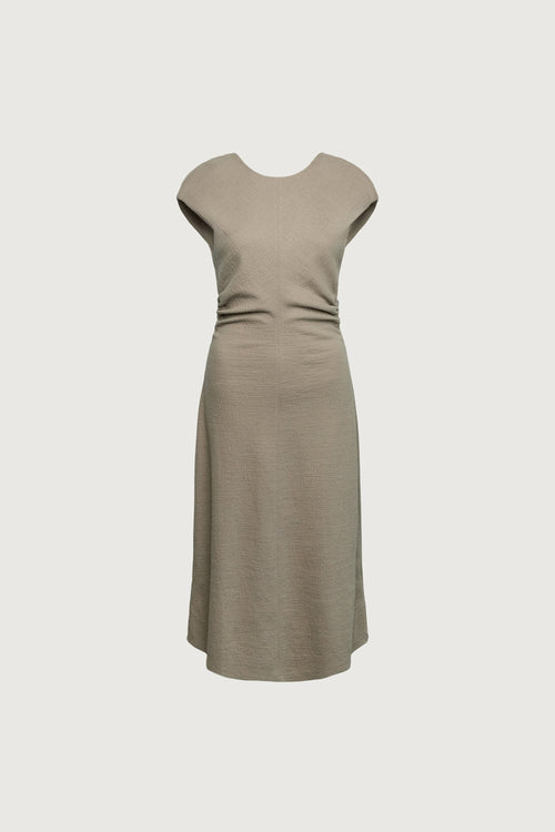 SLEEVELESS RUCHED WAIST MIDI DRESS