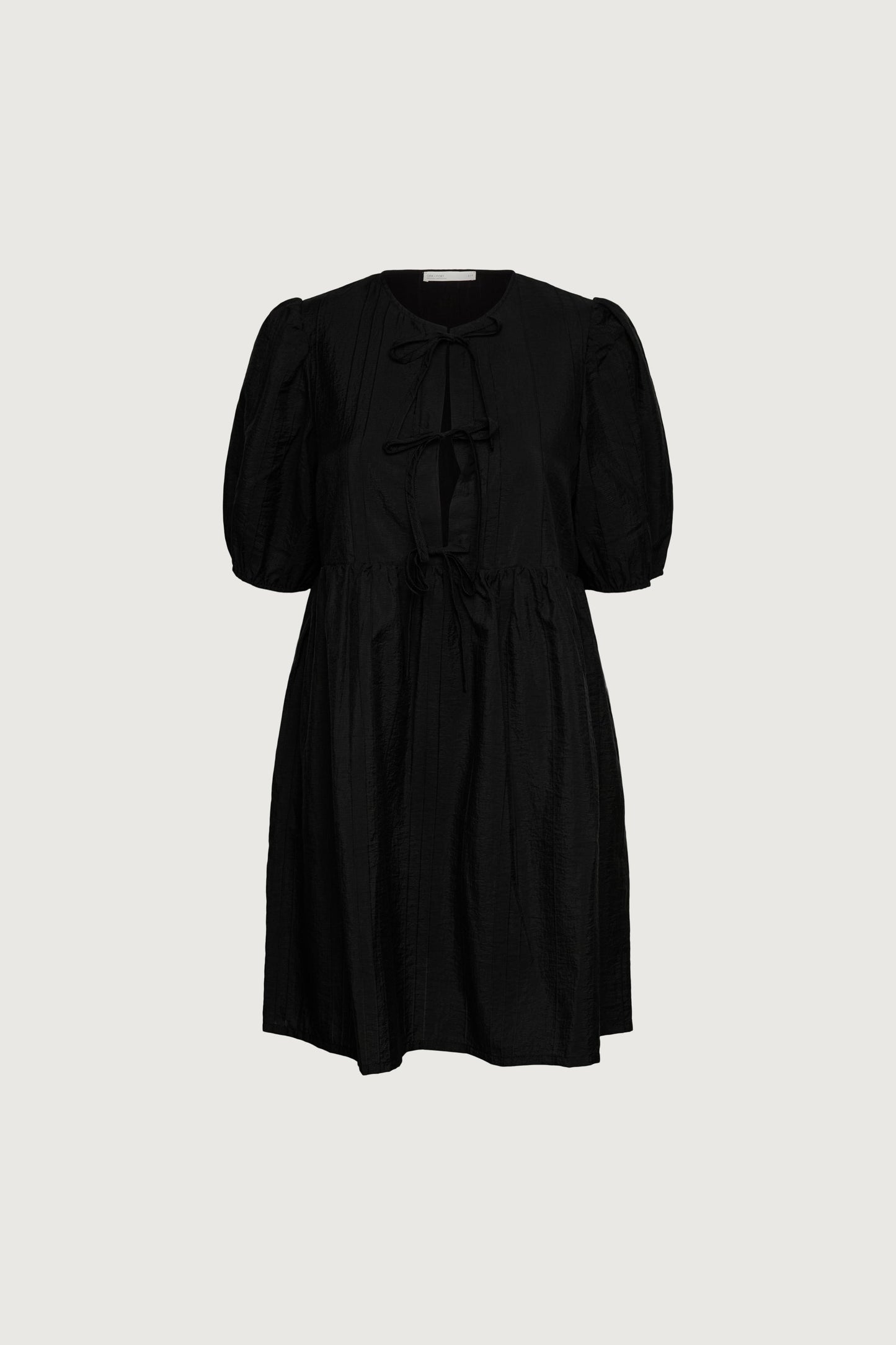 TIE-FRONT BABYDOLL MINI DRESS