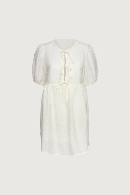 TIE-FRONT BABYDOLL MINI DRESS