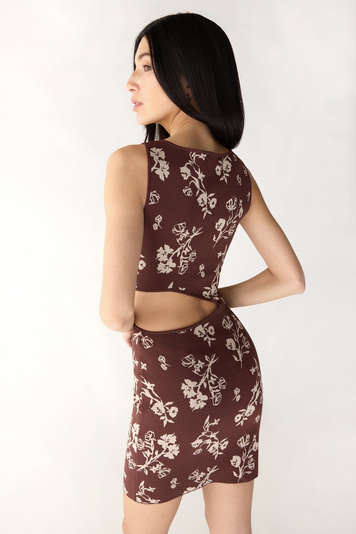 ONE SHOULDER KNIT MINI DRESS WITH CUTOUT