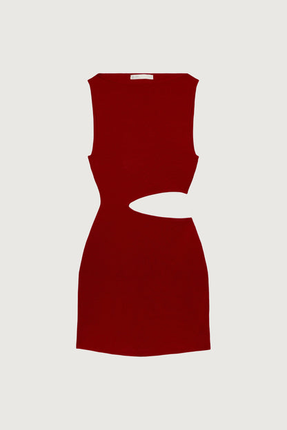 ONE SHOULDER KNIT MINI DRESS WITH CUTOUT