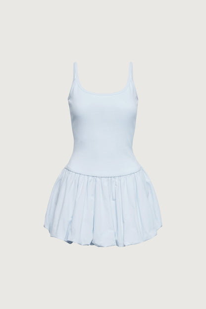 DROP WAIST BUBBLE HEM MINI DRESS