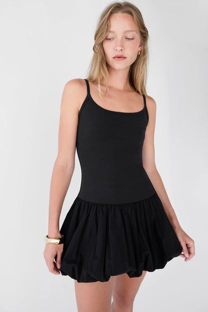DROP WAIST BUBBLE HEM MINI DRESS