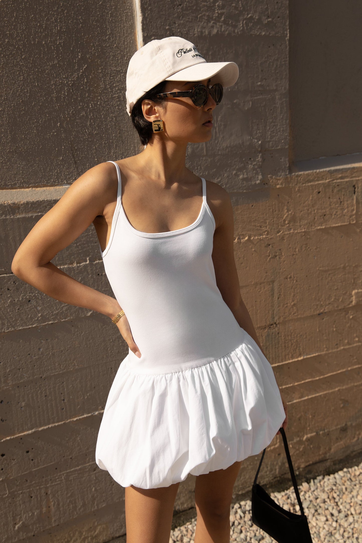 DROP WAIST BUBBLE HEM MINI DRESS
