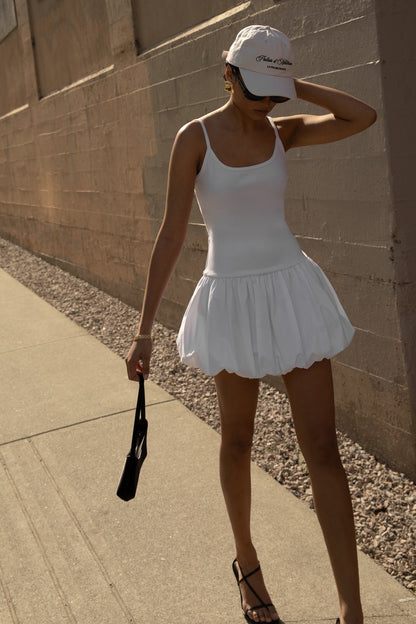 DROP WAIST BUBBLE HEM MINI DRESS