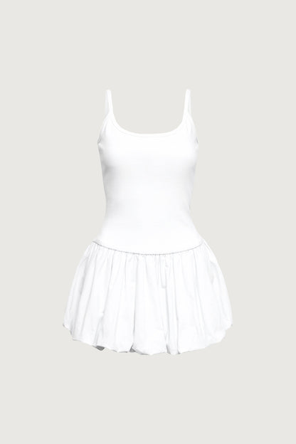 DROP WAIST BUBBLE HEM MINI DRESS