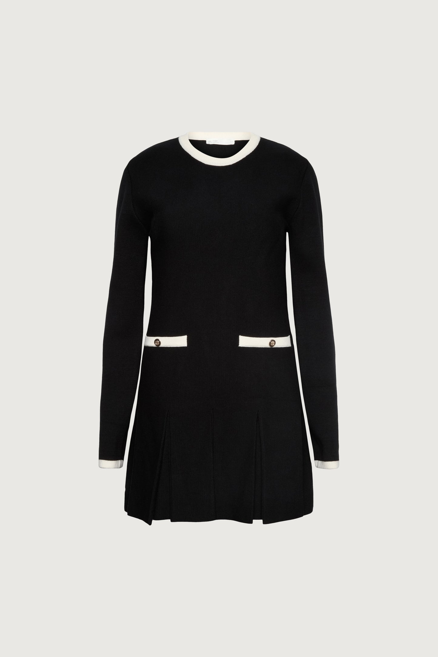 CONTRAST TRIM PLEATED MINI DRESS