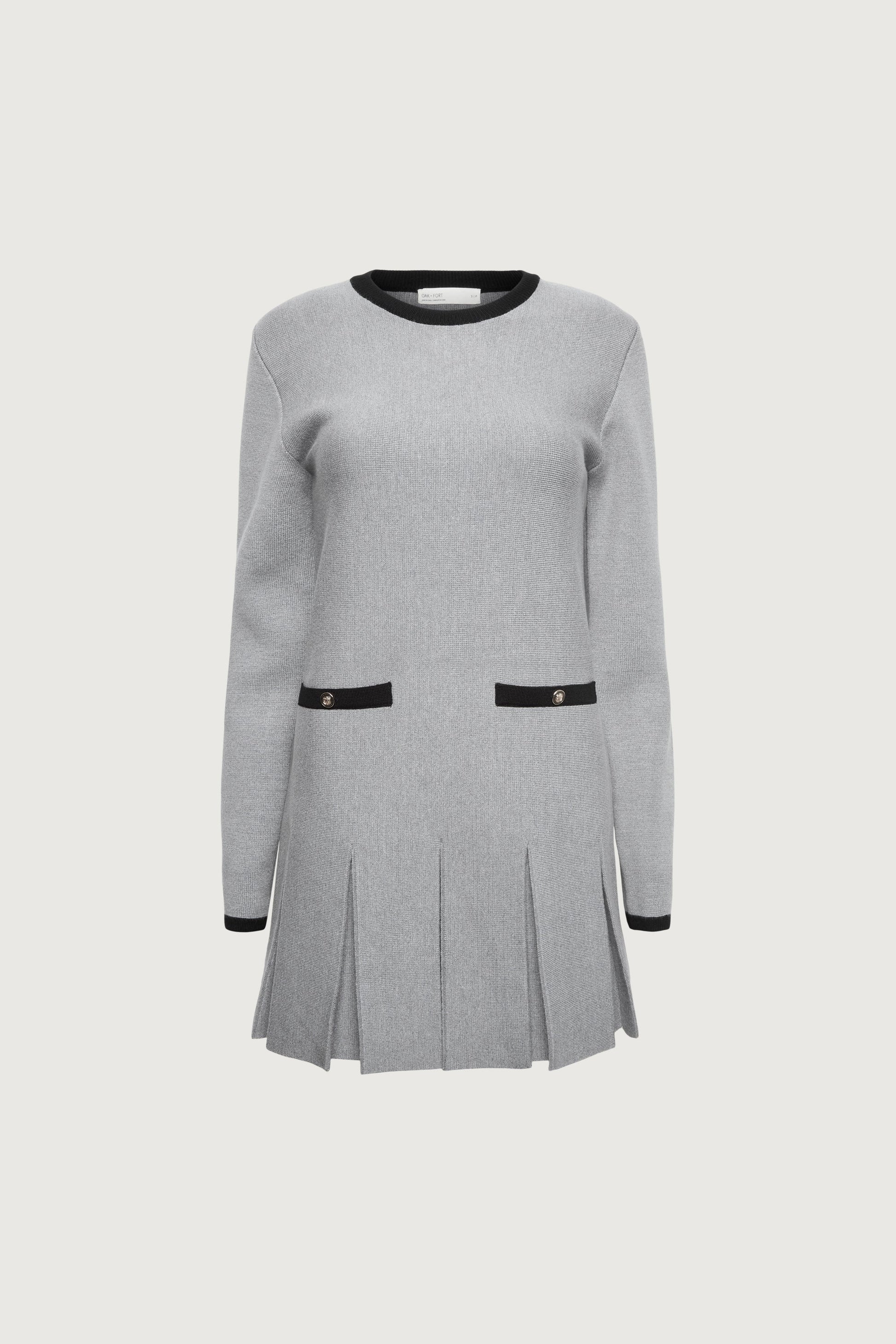 CONTRAST TRIM PLEATED MINI DRESS