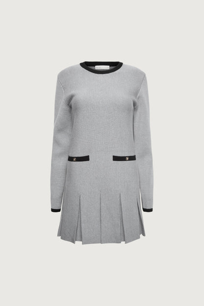 CONTRAST TRIM PLEATED MINI DRESS