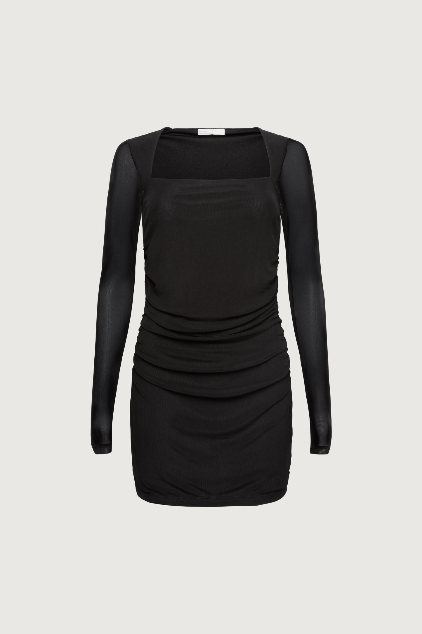 RUCHED WAIST SQUARE NECK MINI DRESS