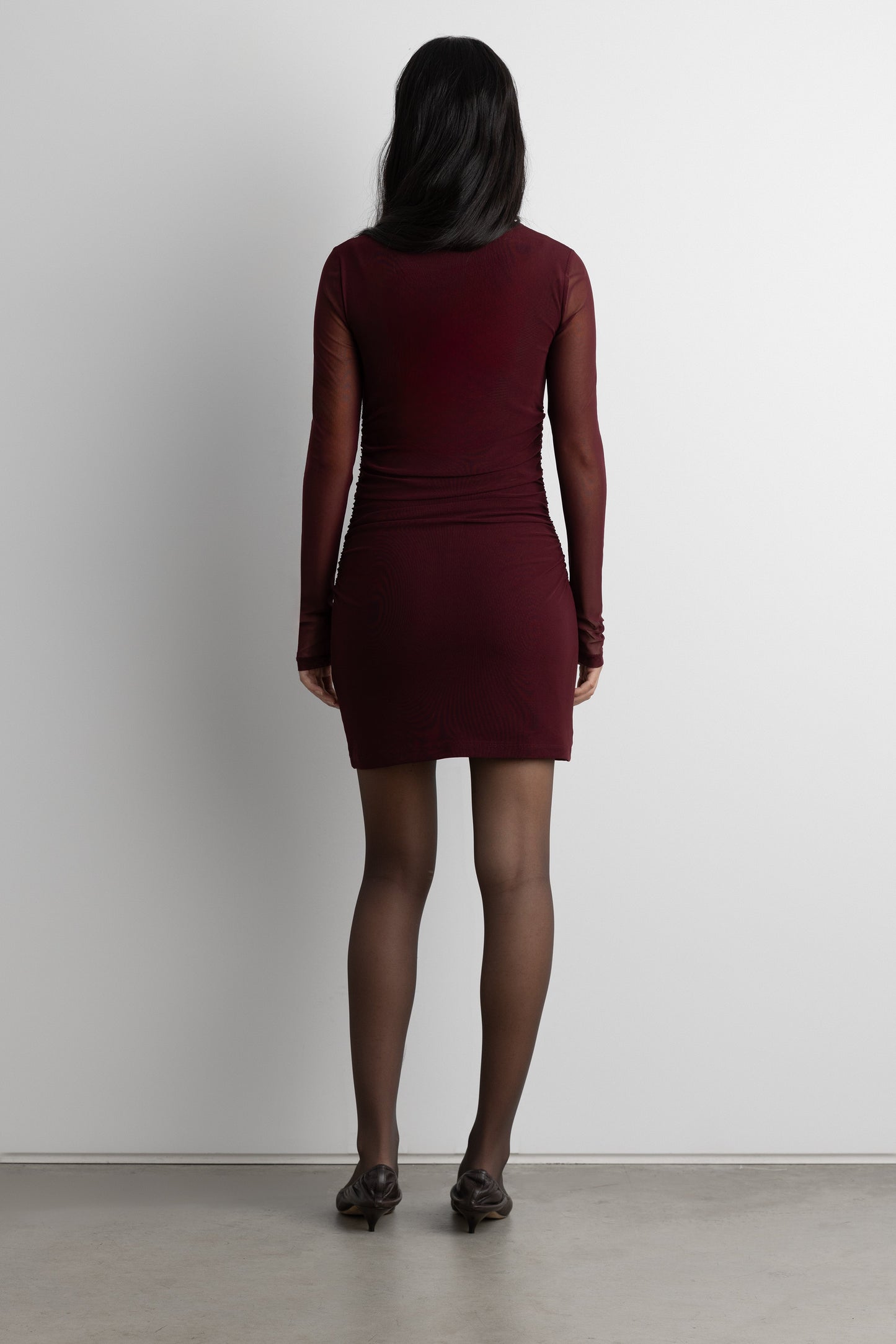 RUCHED WAIST SQUARE NECK MINI DRESS