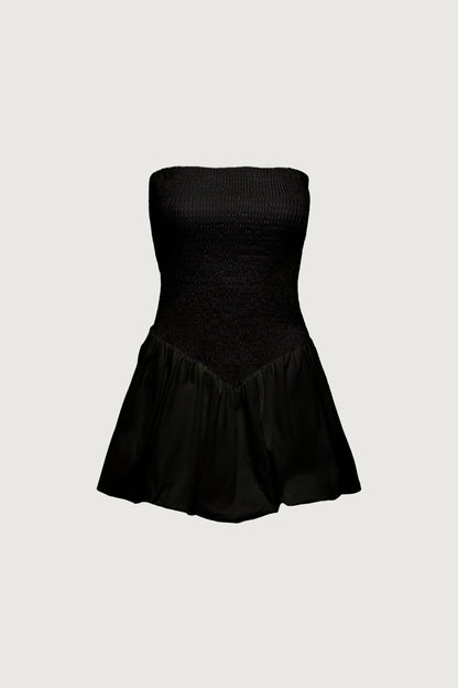 SMOCKED TUBE MINI DRESS