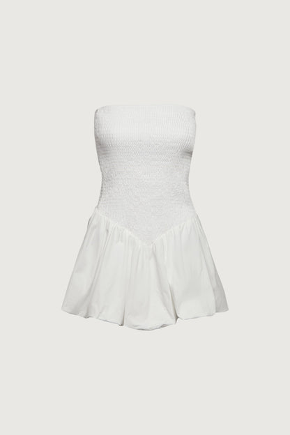 SMOCKED TUBE MINI DRESS
