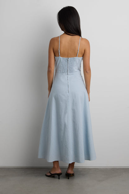 LINEN BLEND MIDI DRESS