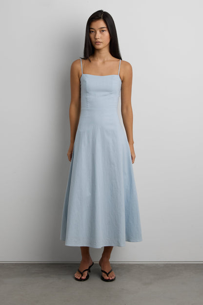 LINEN BLEND MIDI DRESS