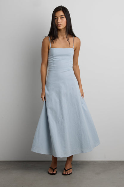 LINEN BLEND MIDI DRESS