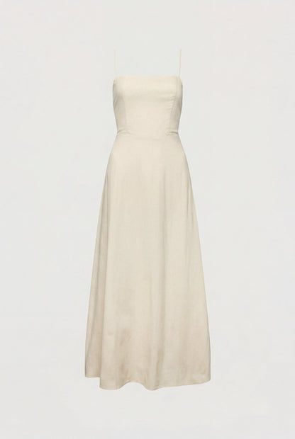 LINEN BLEND MIDI DRESS