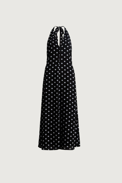 POLKA DOT V-NECK MAXI DRESS