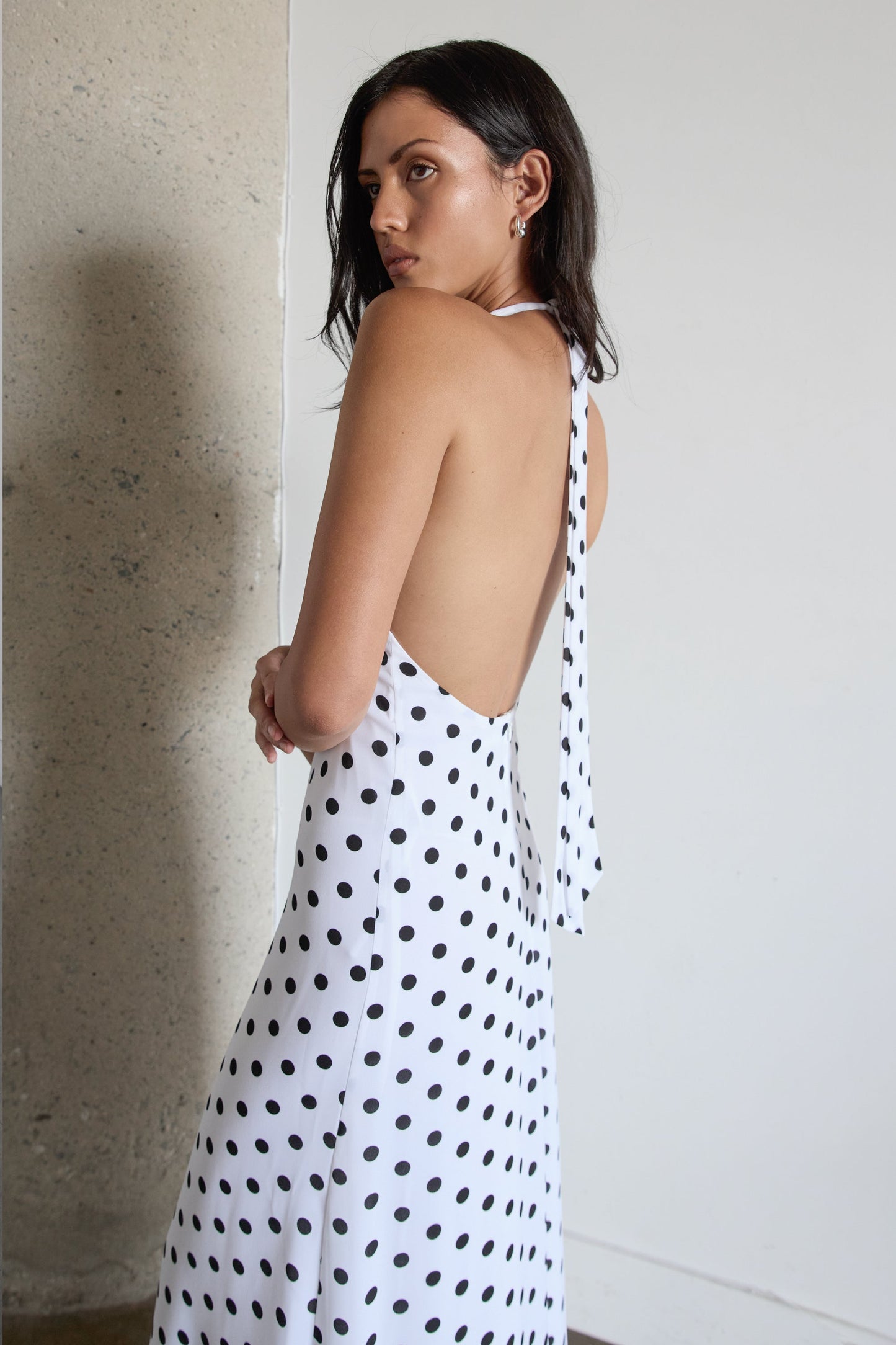 POLKA DOT V-NECK MAXI DRESS