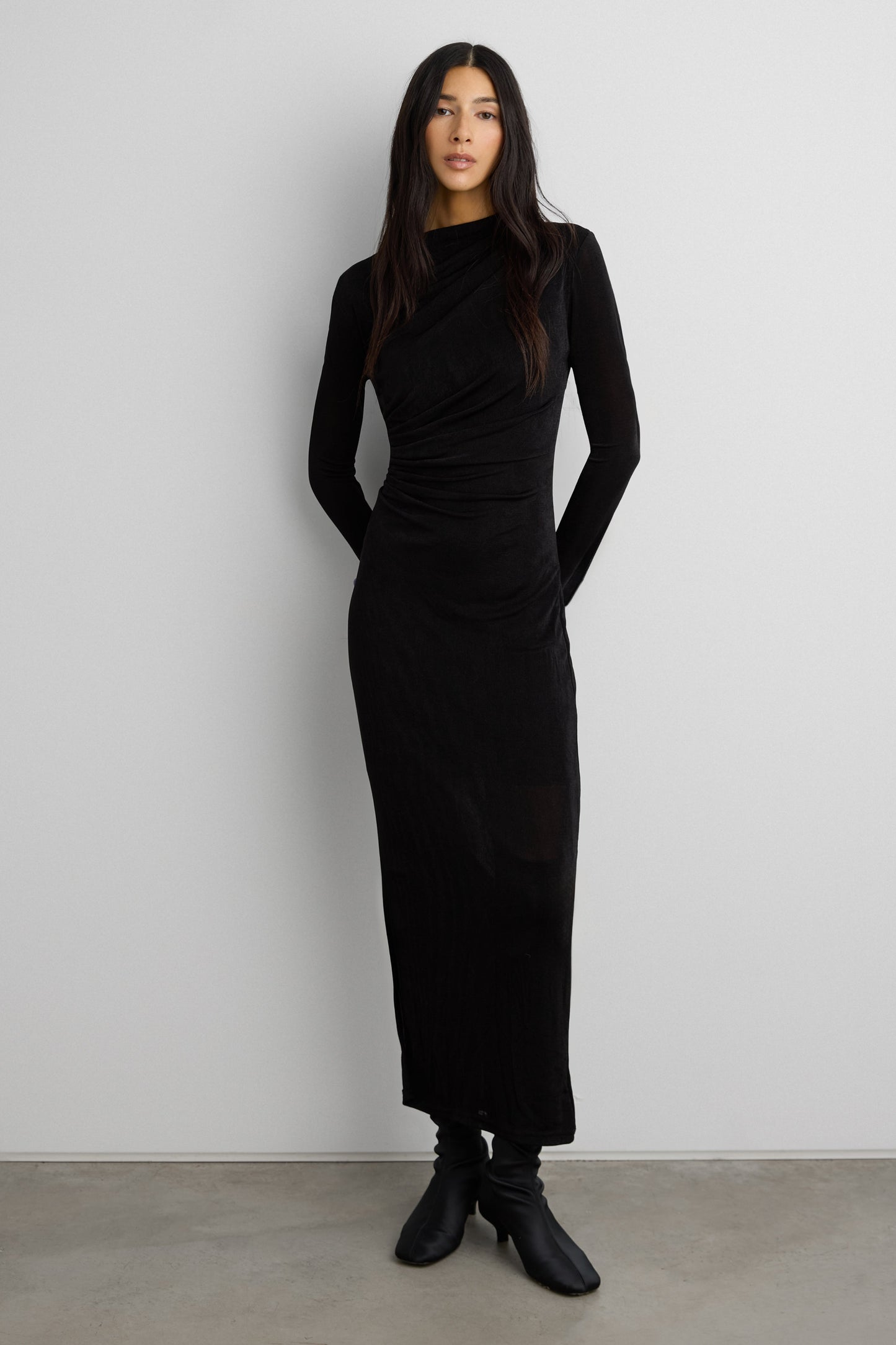 RUCHED WAIST MAXI JERSEY DRESS