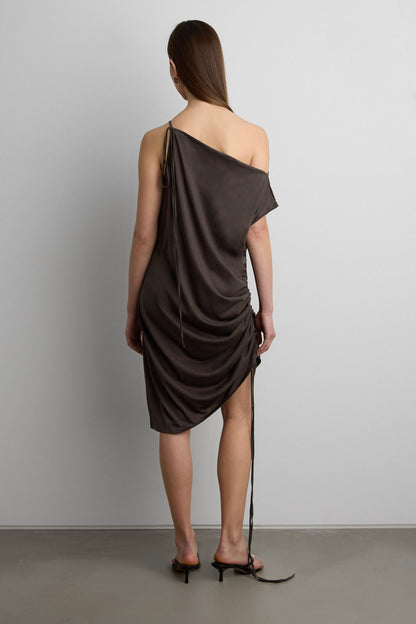 MIDI DRESS WITH ADJUSTABLE SIDE RUCHED DETAIL