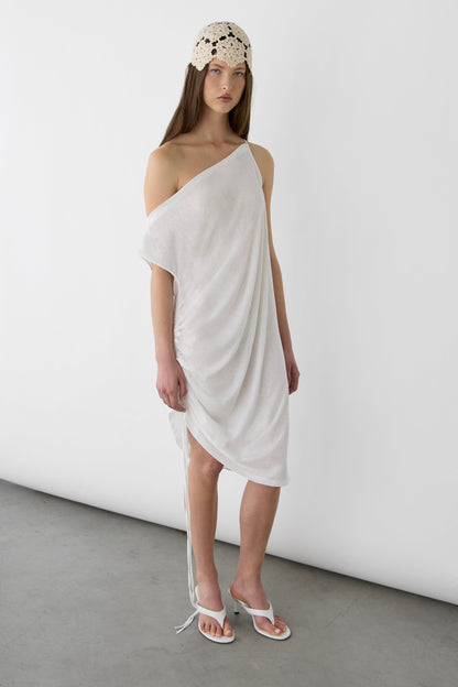 MIDI DRESS WITH ADJUSTABLE SIDE RUCHED DETAIL