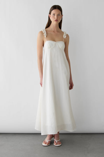 TEXTURED SLIP MAXI DRESS WITH EMPIRE WAIST