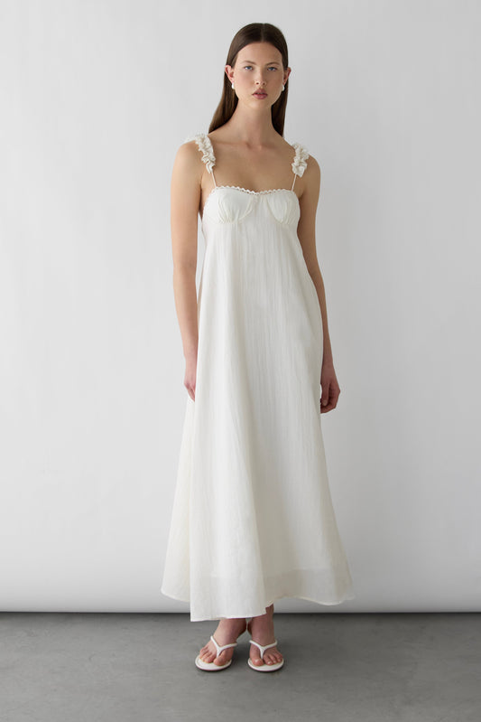 TEXTURED SLIP MAXI DRESS WITH EMPIRE WAIST