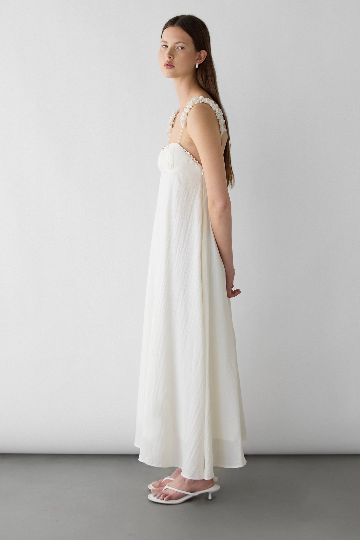 TEXTURED SLIP MAXI DRESS WITH EMPIRE WAIST
