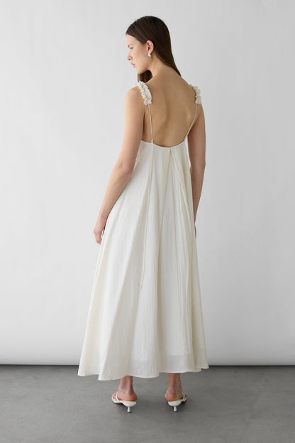 TEXTURED SLIP MAXI DRESS WITH EMPIRE WAIST